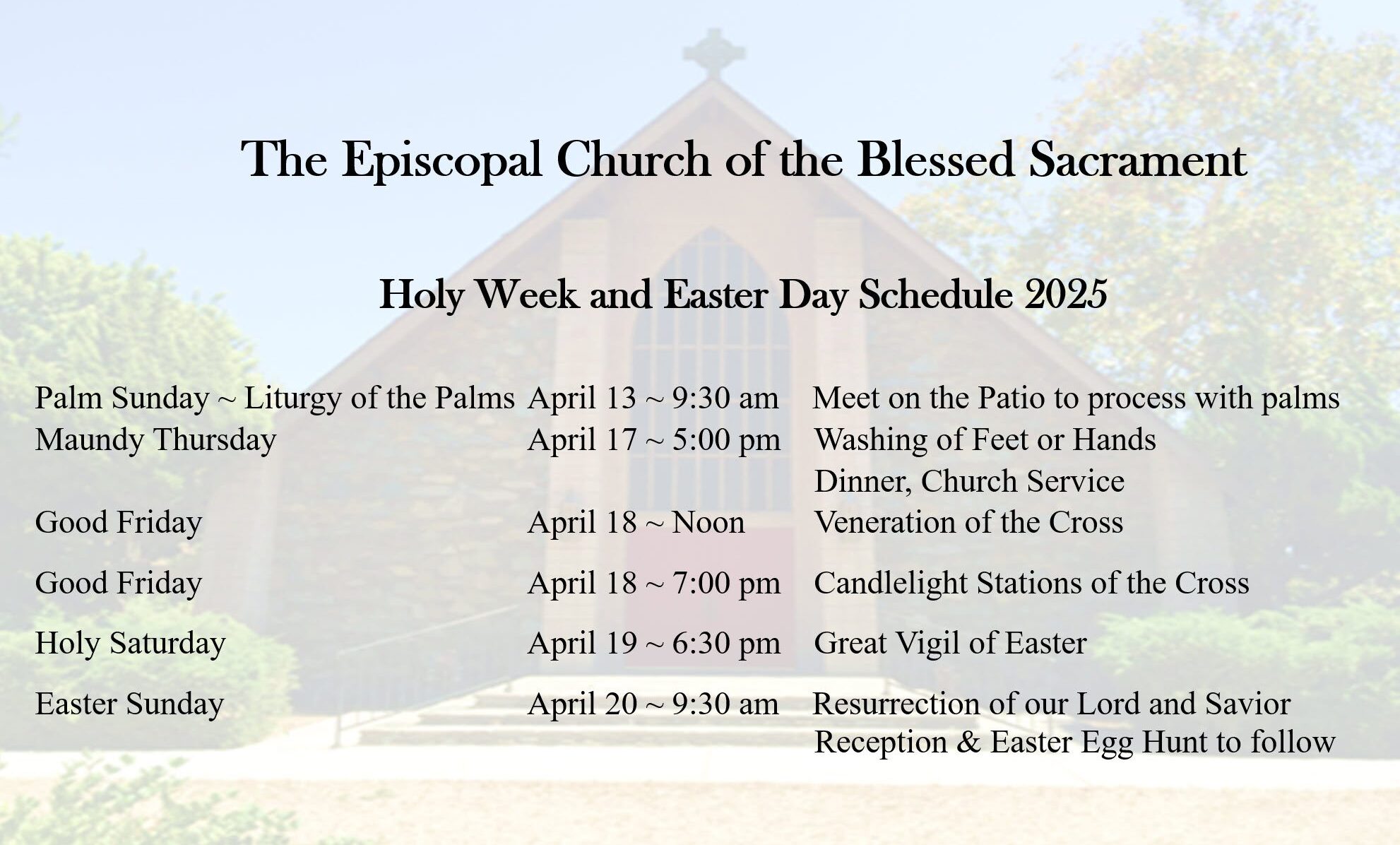 EasterSchedule